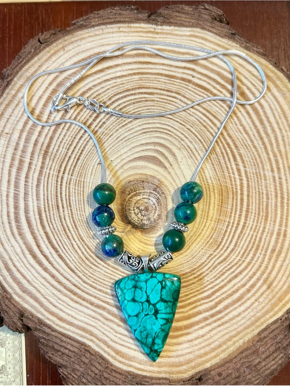 Handcrafted 100% Natural Malachite Pendant Necklace